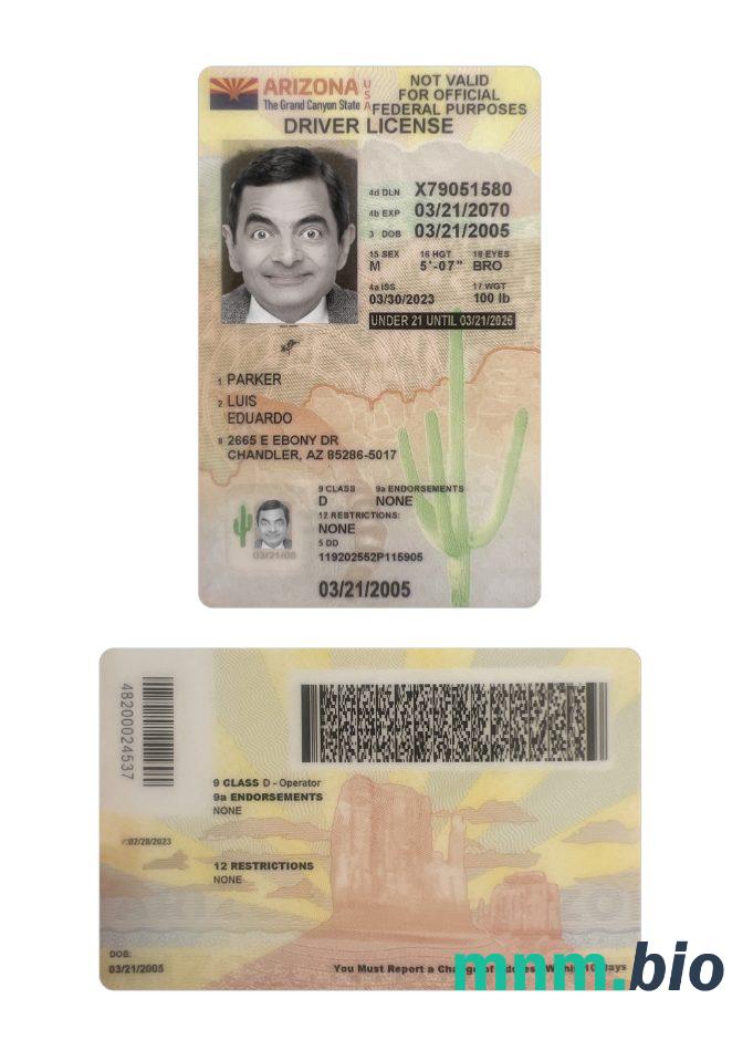USA Arizona pod 21 prawo jazdy 2023-obecnie ze wszystkimi czcionkami